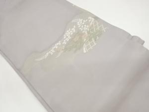 紗 光悦垣に秋草模様織出し名古屋帯